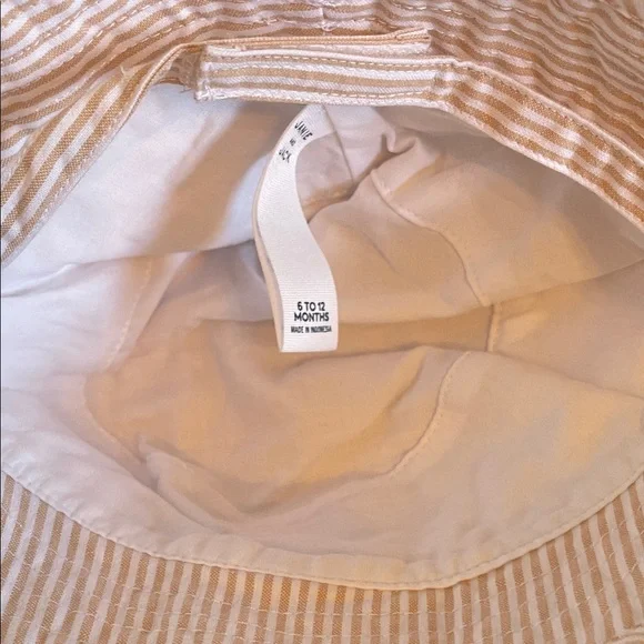 Kids Seersucker Bucket Hat with Palm Embroidery - White/Tan - Picture 5 of 5